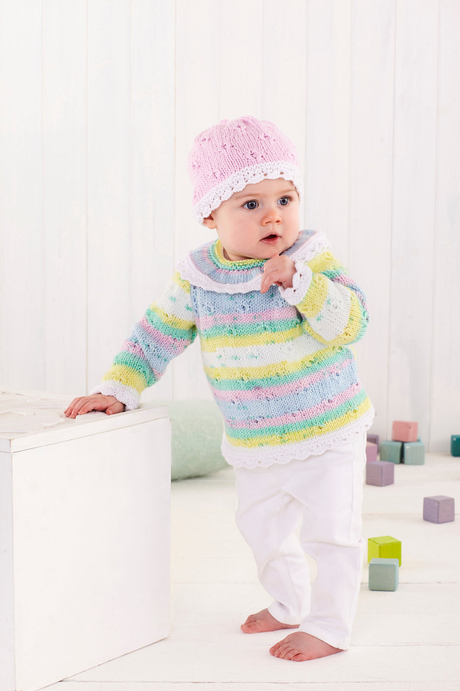 Top, Hoodie, Hat & Blanket in King Cole Cottonsoft Baby Crush DK  - 5632 - Leaflet