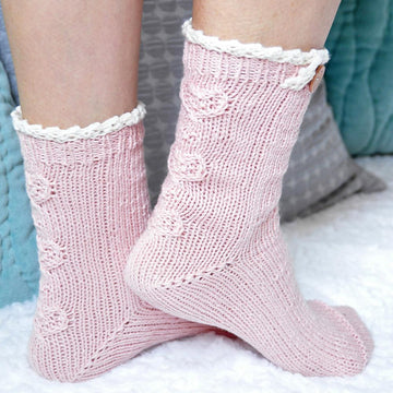 Young at Heart Heart Cable Lace Placket Socks
