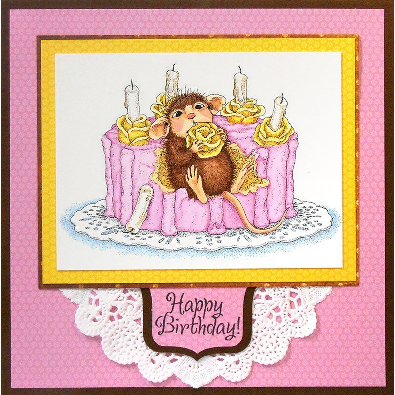 Stampendous House Mouse Cling Stamp - Icing Roses