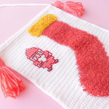 Christmas Fuzzy Sock Crochet Wall Hanging