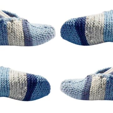 Easy Colorful Slippers in Straight Needles Knitting Pattern