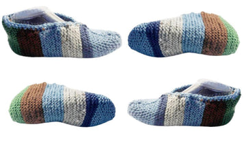 Easy Colorful Slippers in Straight Needles Knitting Pattern