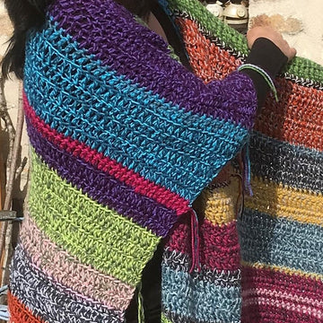 Rainbow Ruana Boho Poncho