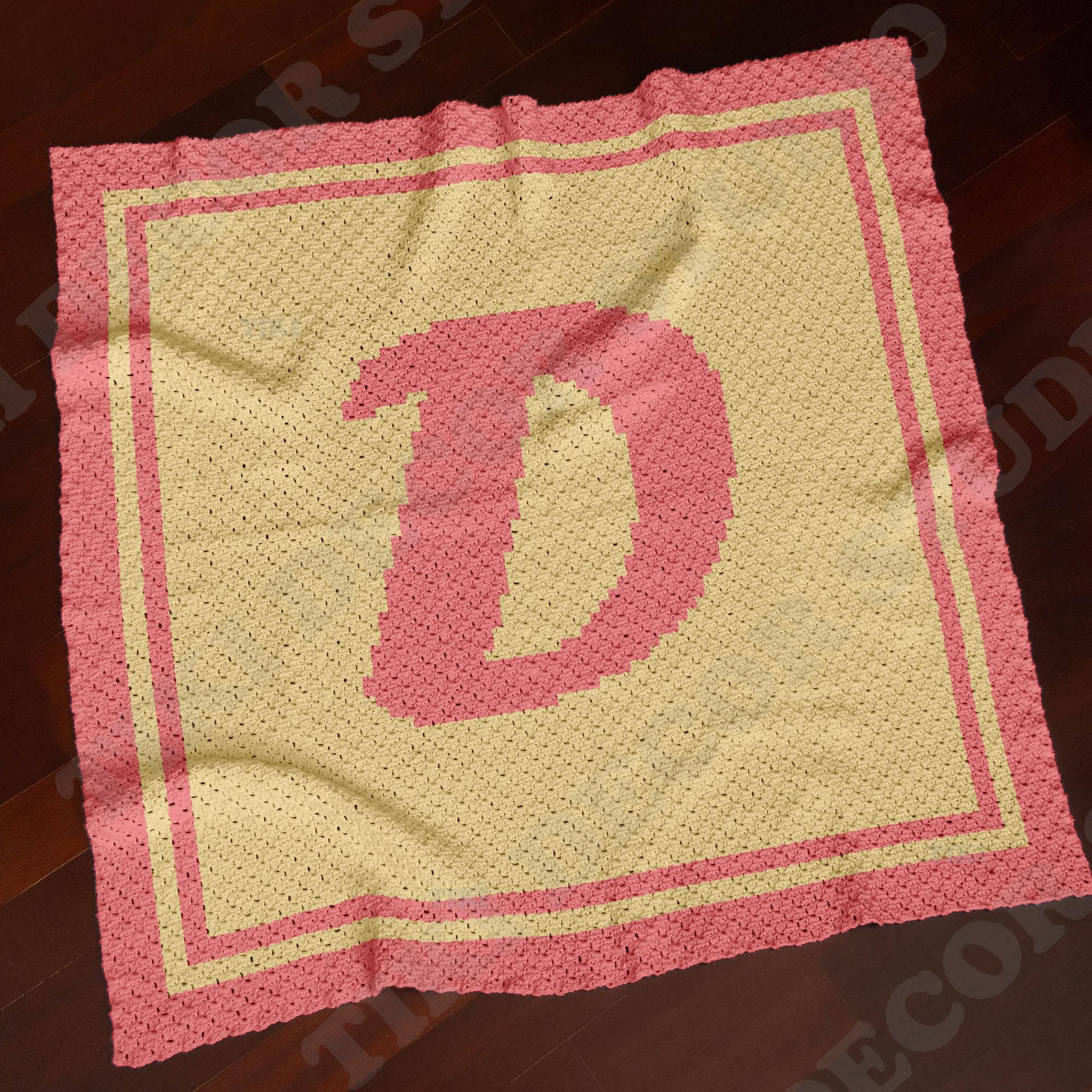 Initial Name Letter D | C2C crochet baby blanket pattern