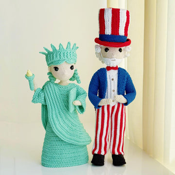 Amigurumi Statue of Liberty doll, crochet Uncle Sam pattern, Patriotic dolls, 4th of July decor