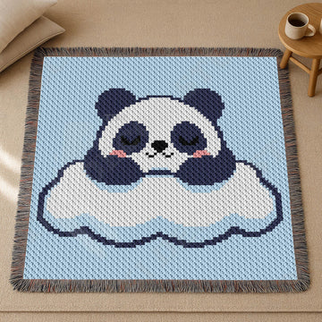 C2C Panda Sleeping Blanket Chinese Bear on Cloud Graphghan Cute Afghan CROCHET PATTERN