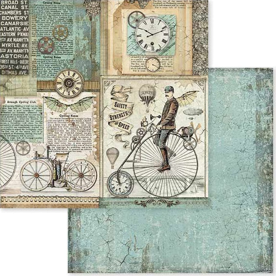 Stamperia Intl Stamperia Double-Sided Cardstock 12"X12" 10/Pkg - Voyages Fantastiques Retro Bicycle