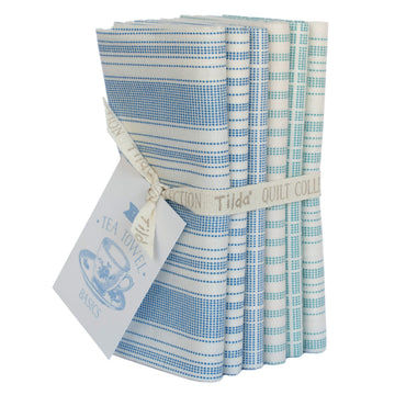 Tilda Tea Towel Basics Fat Quarter Bundle - Blue/Teal