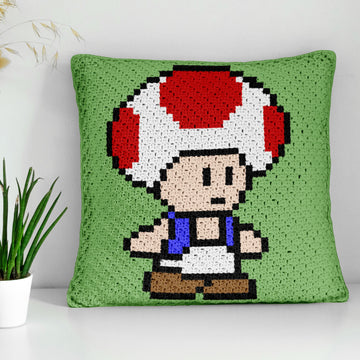 Toad Mushroom Pillow Kinopio Cushion Super Mario Graphgan mini-C2C Crochet Pattern