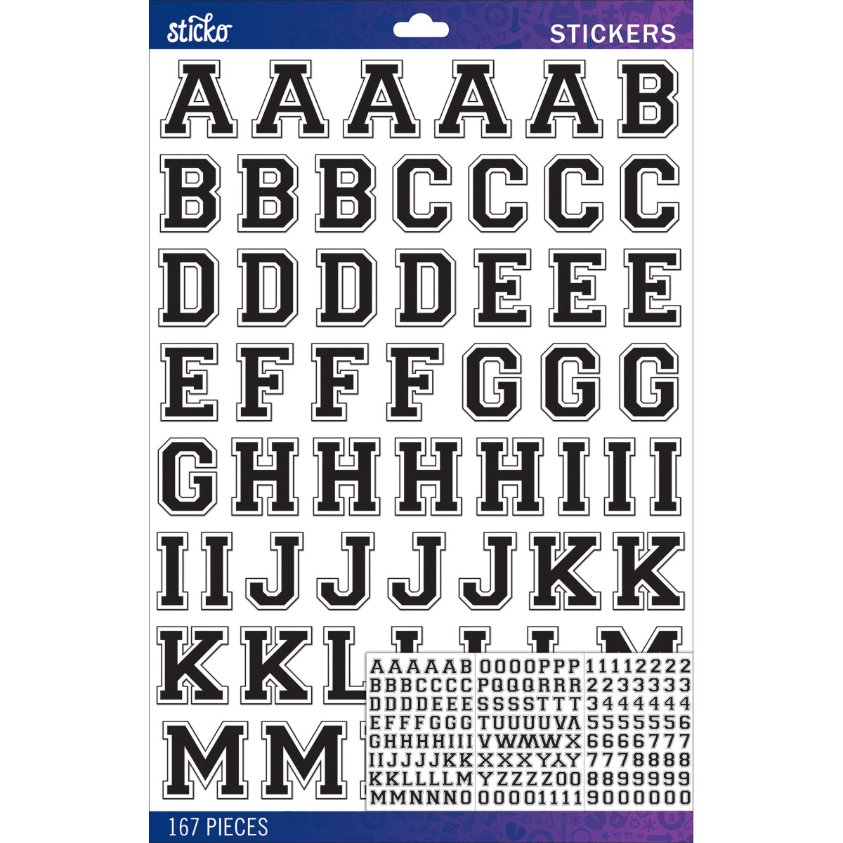 Sticko Alphabet Stickers - Black Varsity Large