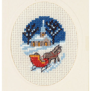 Permin Horse & Sleigh Card Cross Stitch Kit