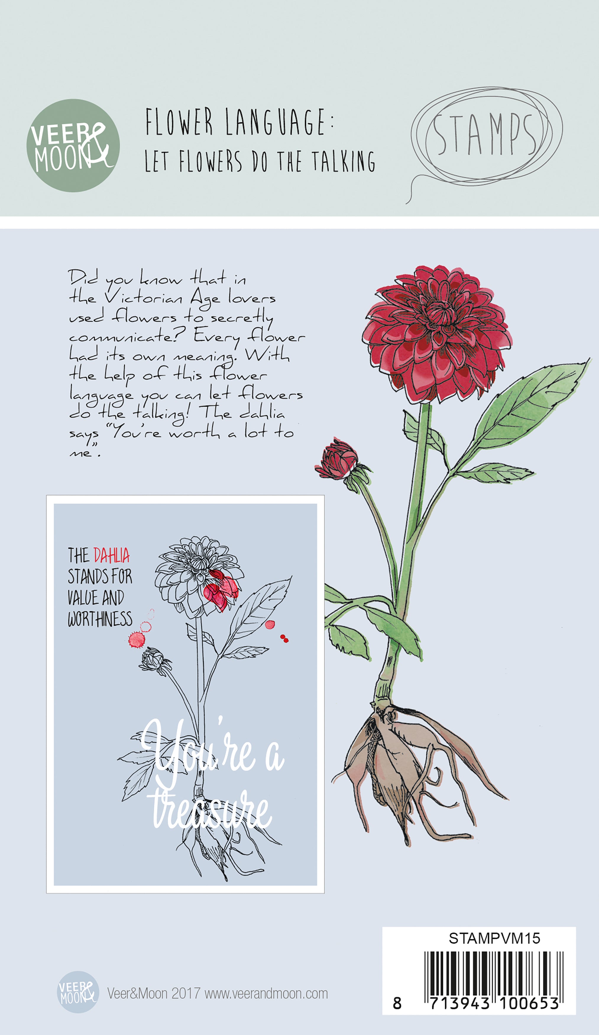 Studio Light Veer & Moon Flower Language A6 Stamps - The Dahlia Stands For Value