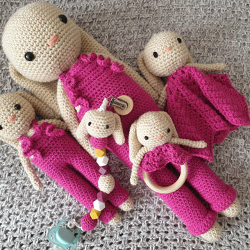 Sweet Bunny amigurumi doll lovey pacifier clip baby teether small baby children plush