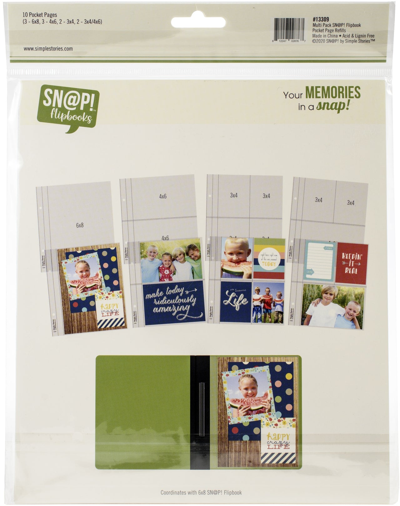 Simple Stories Sn@p! Pocket Pages For 6"X8" Flipbooks 10/Pkg - Multi Pack