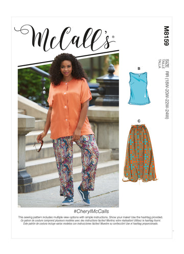 McCall's CherylMcCalls - Women's Side Slit Shirt, Top, Skirt & Pants M8159 - Sewing Pattern