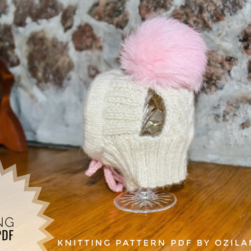 Wool dog hat with pom pom