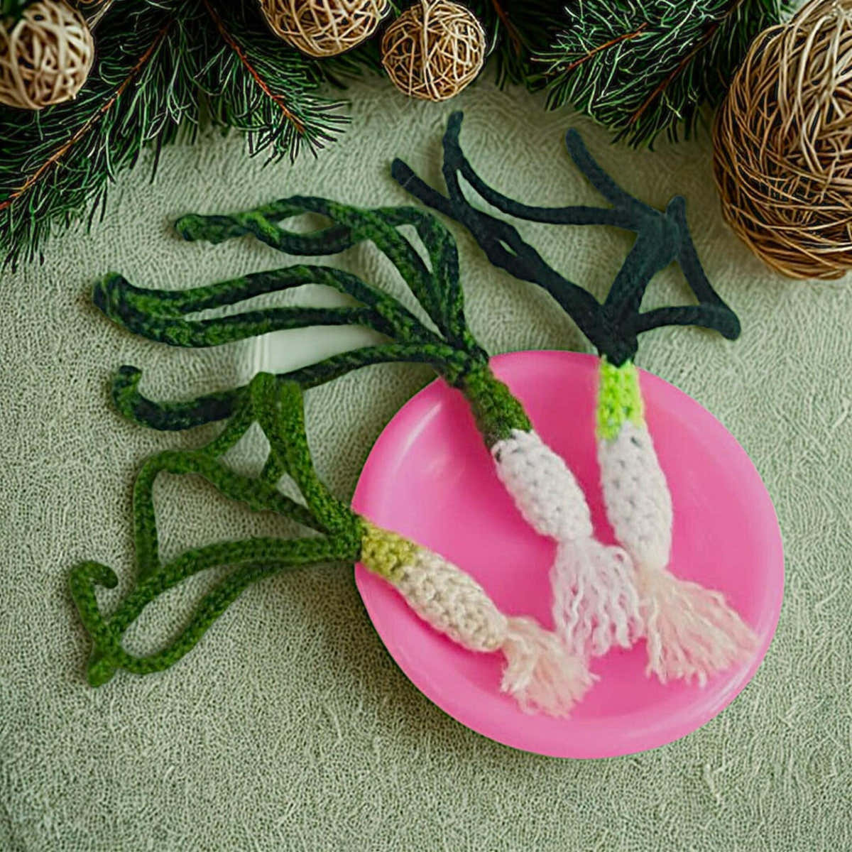 Green Onion Crochet Food: Miniature Vegetable Crochet Pattern (PDF)