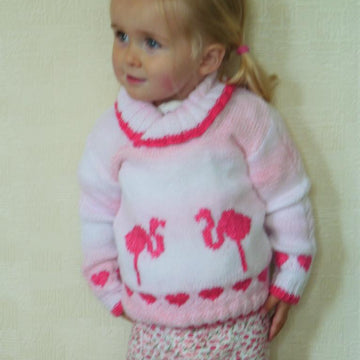 Flamingos and Hearts Sweater