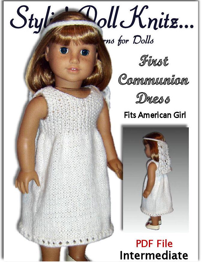 First Communion Dress, Fits American Girl Doll 107