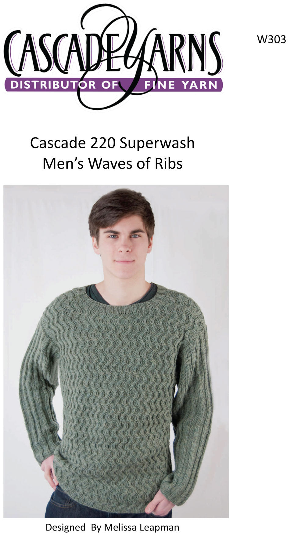Men's Waves of Ribs in Cascade 220 Superwash - W303