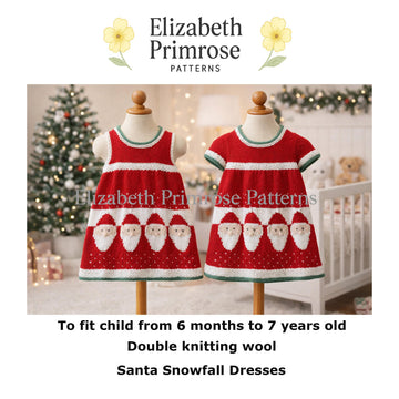 Santa Snowfall Dresses Knitting Pattern P131 | 6 Months – 7 Years | Elizabeth Primrose Patterns