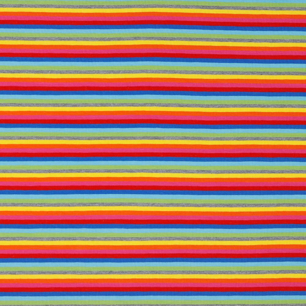 Poppy Fabrics - Colourful Rainbow Stripes 1 Jersey