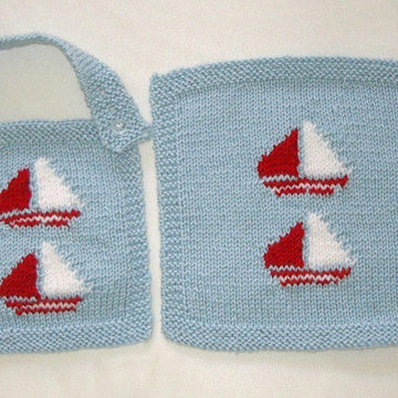 Luke - boat motif bib and cloth