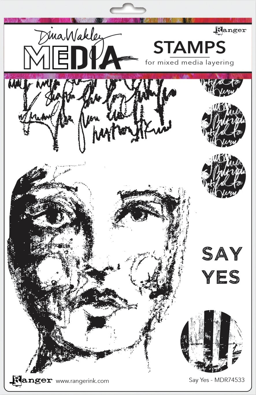 Ranger Dina Wakley Media Cling Stamps 6"X9" - Say Yes