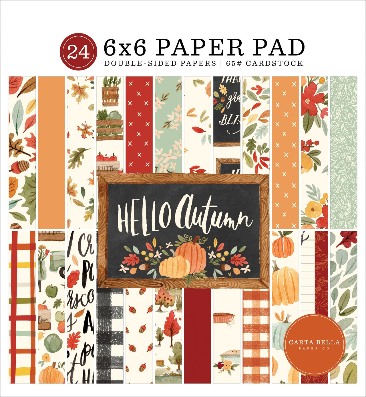 Echo Park Paper Carta Bella Double-Sided Paper Pad 6"X6" 24/Pkg - Hello Autumn, 12 Designs/2 Each