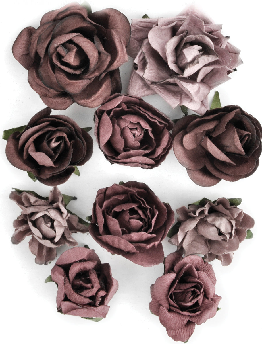 Kaisercraft Paper Blooms 10/Pkg - Aubergine, 1" - 1.5"