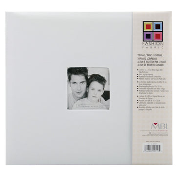 MBI Fashion Fabric Post Bound Album W/Window 12"X12" - White