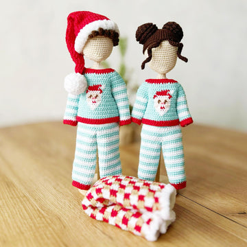 Doll in pajamas, amigurumi doll pattern, crochet doll with clothes, amigurumi clothes, doll pajamas crochet