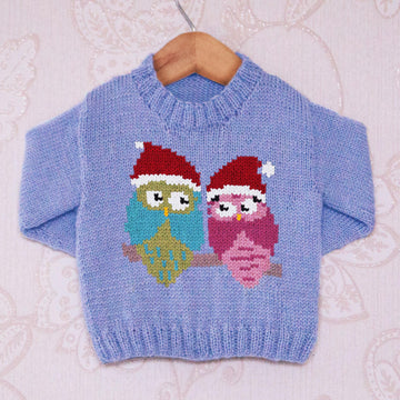 Intarsia - Festive Owls Chart - Childrens Sweater