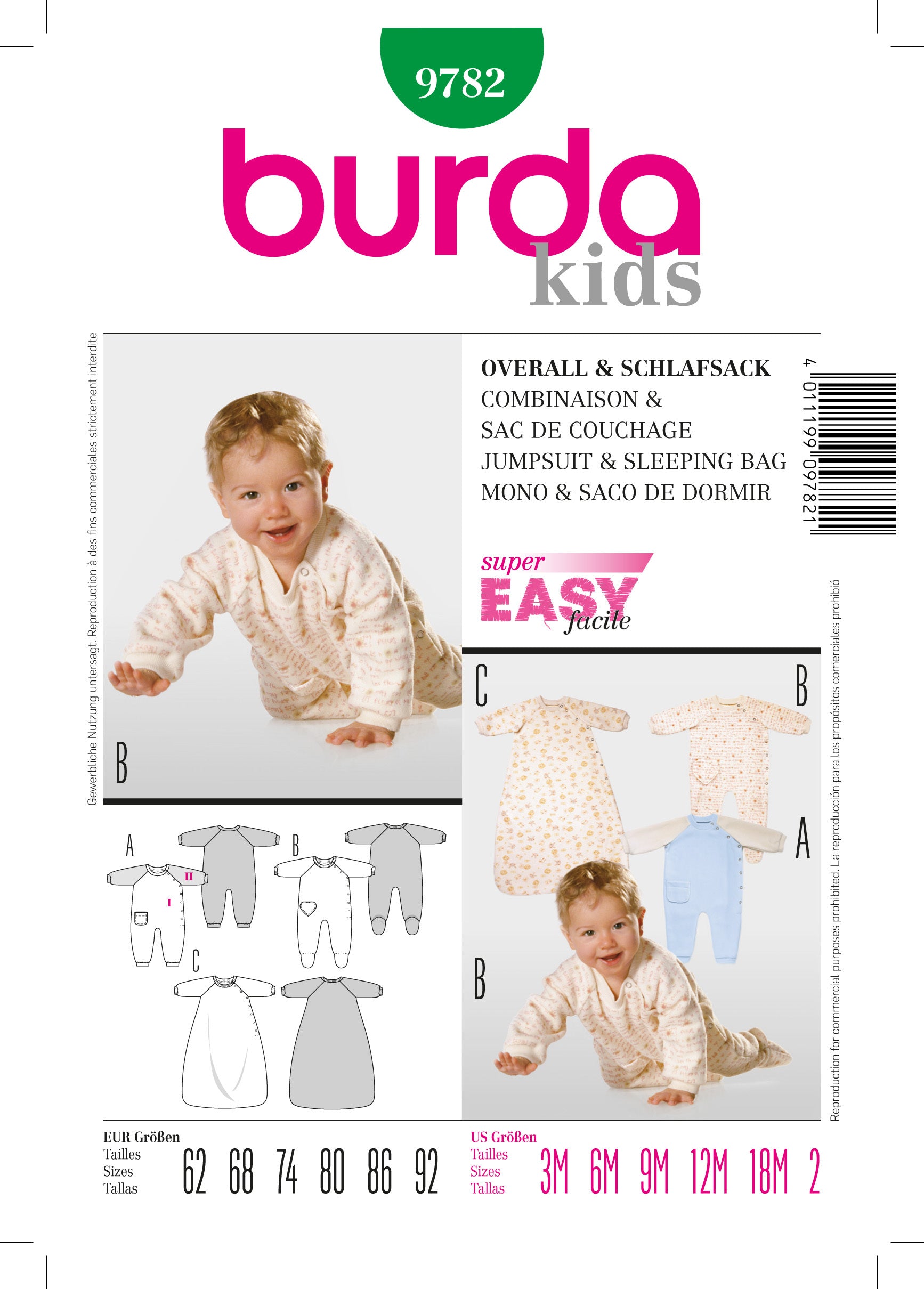Burda B9782 Jumpsuit & Sleeping Bag Sewing Pattern