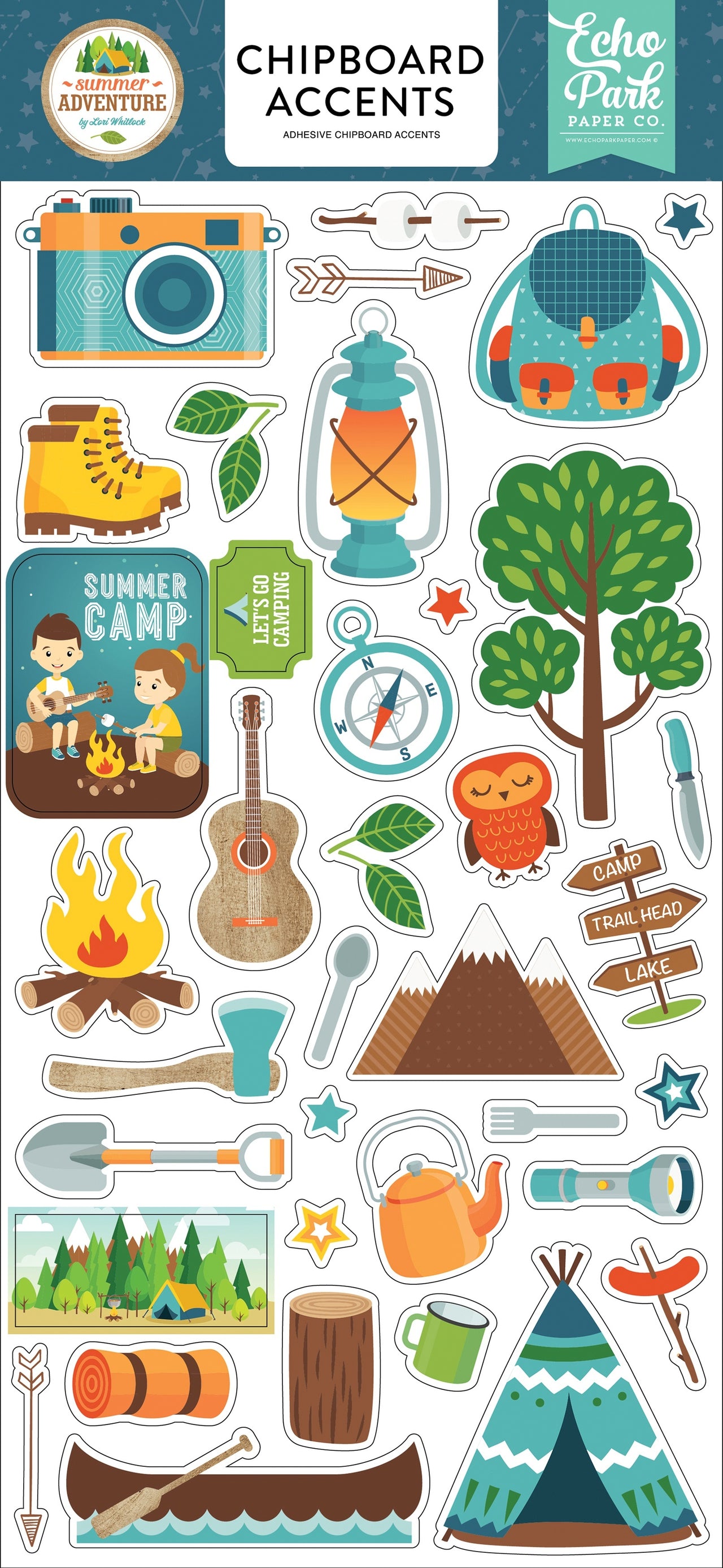 Echo Park Paper Summer Adventure Chipboard 6"X13" - Accents