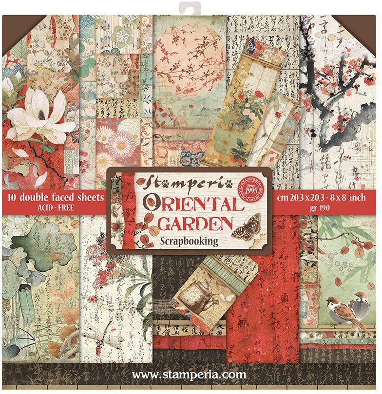 Stamperia Intl Stamperia Double-Sided Paper Pad 8"X8" 10/Pkg - Oriental Garden, 10 Designs/1 Each