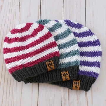Easy Striped Worsted Weight Hat