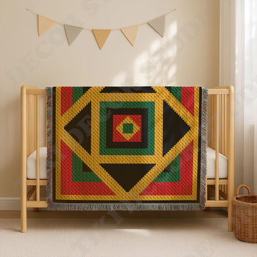 C2C CROCHET PATTERN Kaleidoscope Rasta Blanket Black Yellow Red Green Afghan