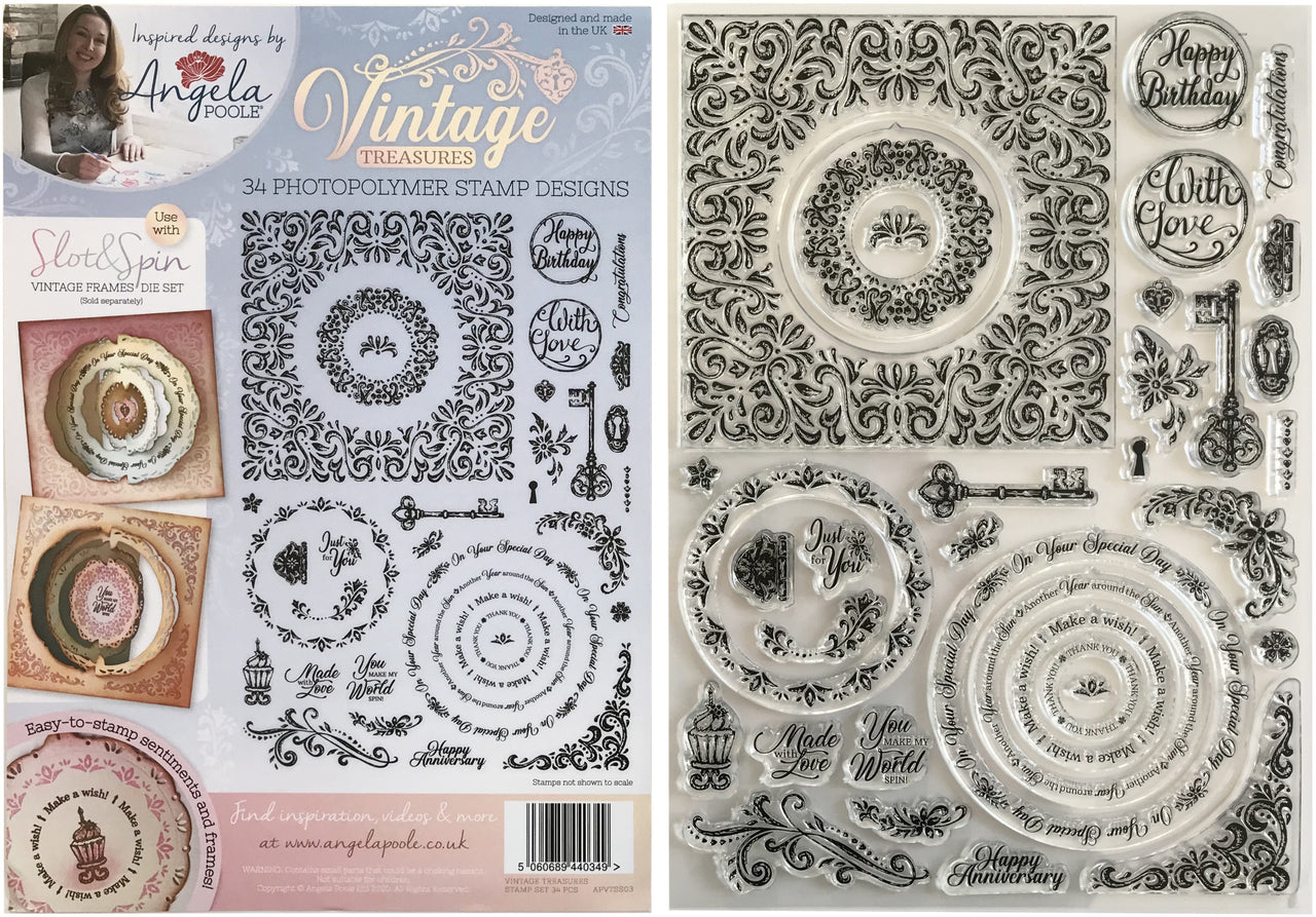 Angela Poole Designs Angela Poole A4 Photopolymer Stamp Set - Vintage Treasures