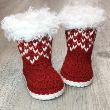 Christmas Baby Booties Crochet Pattern