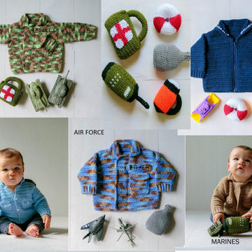 Military Baby Sweaters & Rattles