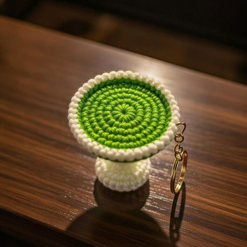 Crochet glass of lemon keychain