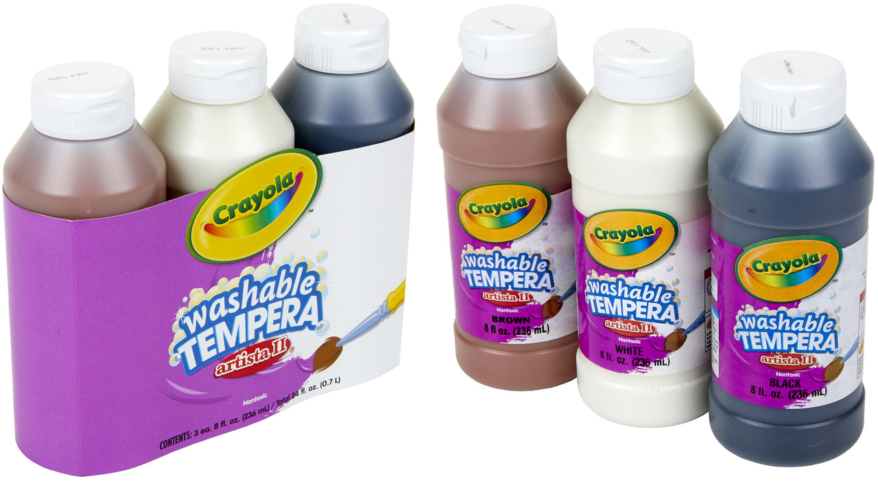 Crayola Artista II Washable Tempera Paint 8oz 3/Pkg - Neutral