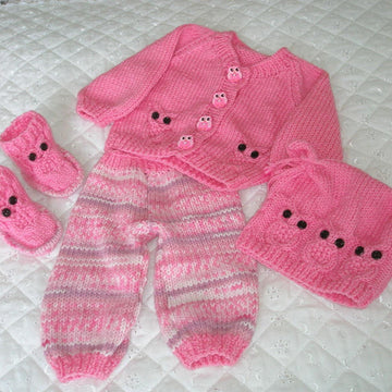 Dolls Clothes Knitting Pattern, Cardigan with Owl Motif, leggings, Hat and Boots