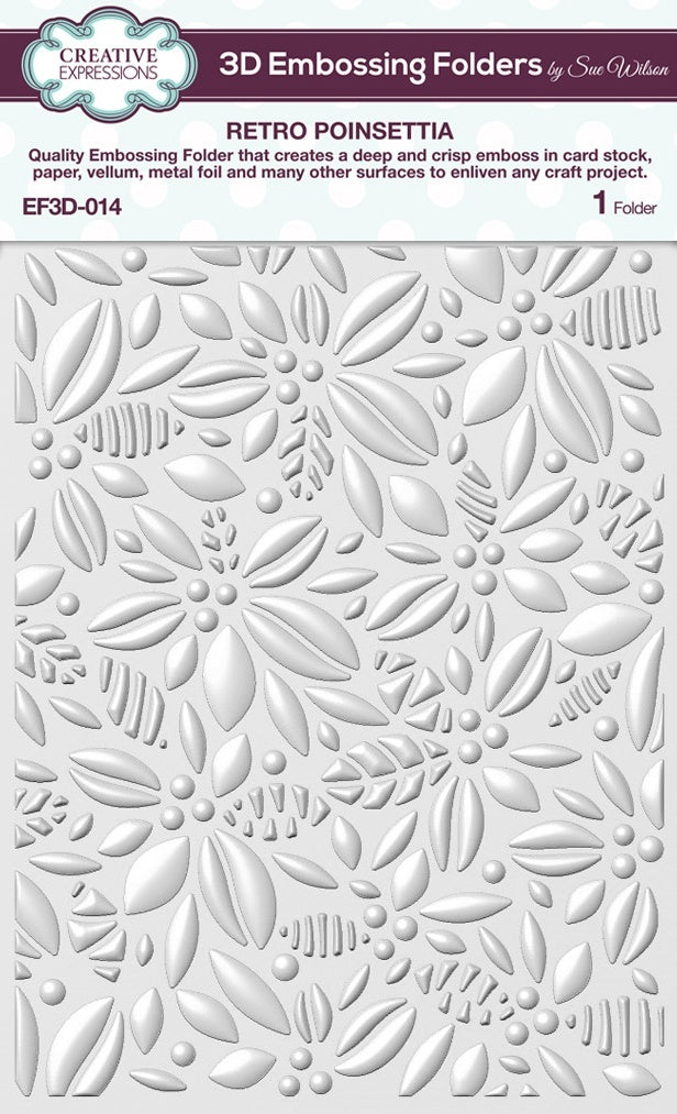 Creative Expressions 3D Embossing Folder 5.75"X7.5" - Retro Poinsettia