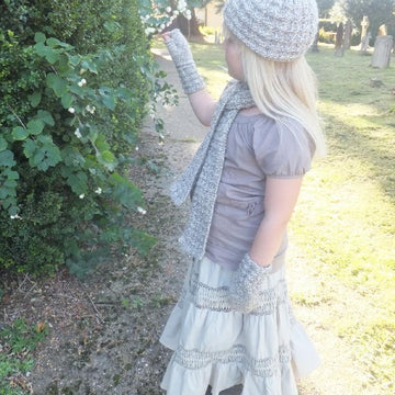 Child's Easy Knit Scarf, Beanie and Fingerless Mittens