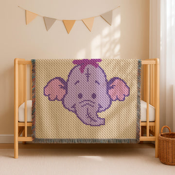 Lumpy Throw Blanket Heffalump Afghan Elephant Graph C2C CROCHET PATTERN