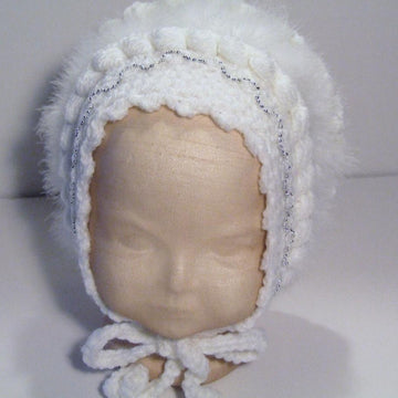 Bonnet with Frills, Bobbles, Flowers & Trims