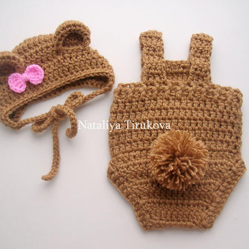 Bear Baby Bonnet and Romper