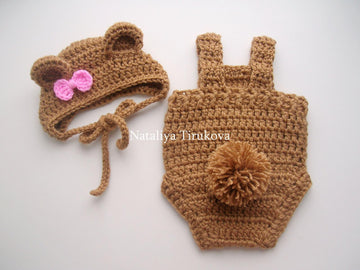 Bear Baby Bonnet and Romper
